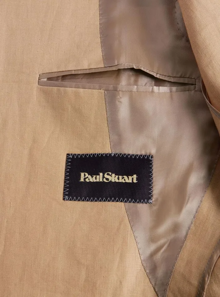 Men Paul Stuart Blazers and Jackets Linen Shawl Collar Dinner Jacket Tan