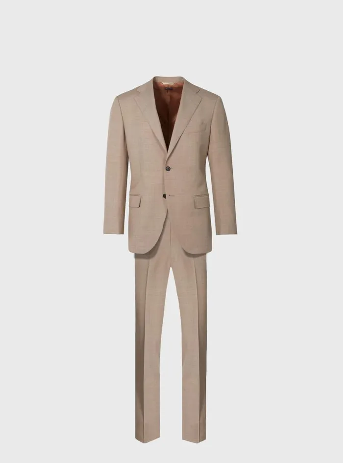 Men Paul Stuart Blazers and Jackets Mlange Tan All Year Wool Suit Tan