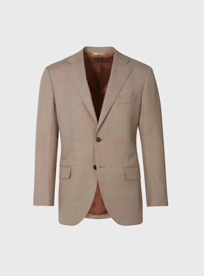 Men Paul Stuart Blazers and Jackets Mlange Tan All Year Wool Suit Tan