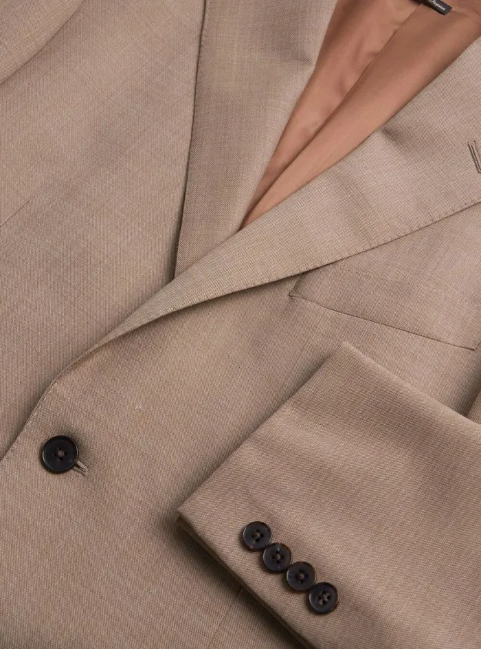 Men Paul Stuart Blazers and Jackets Mlange Tan All Year Wool Suit Tan