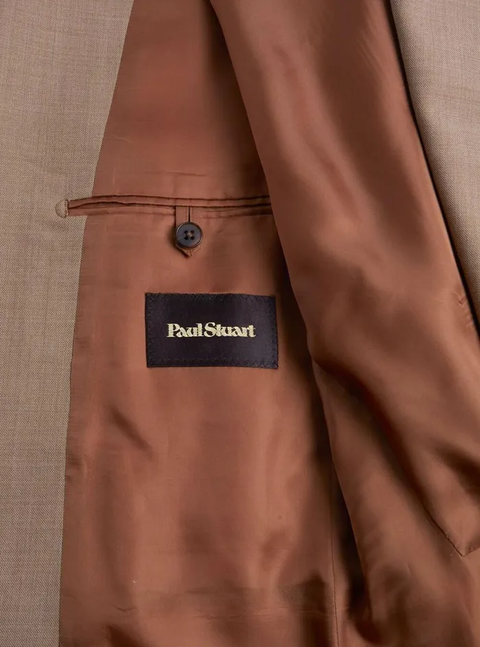 Men Paul Stuart Blazers and Jackets Mlange Tan All Year Wool Suit Tan