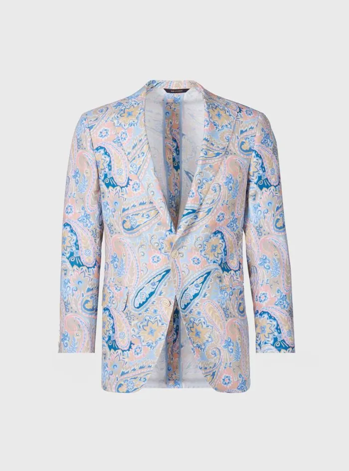 Men Paul Stuart Blazers and Jackets Printed Floral Linen Jacket Multi