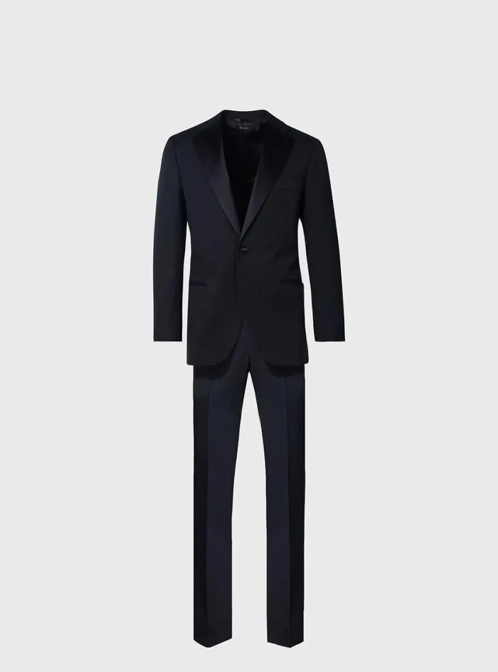 Men Paul Stuart Blazers and Jackets Wool Tuxedo With Satin Notch Lapel Black