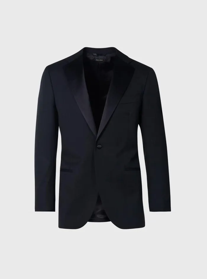Men Paul Stuart Blazers and Jackets Wool Tuxedo With Satin Notch Lapel Black