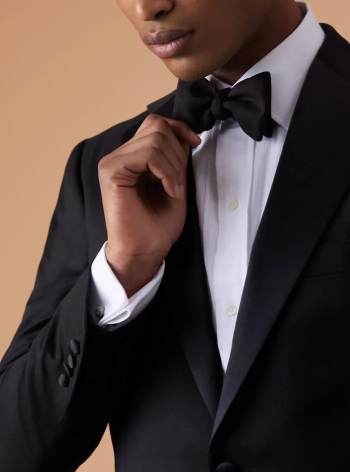 Men Paul Stuart Blazers and Jackets Wool Tuxedo With Satin Notch Lapel Black