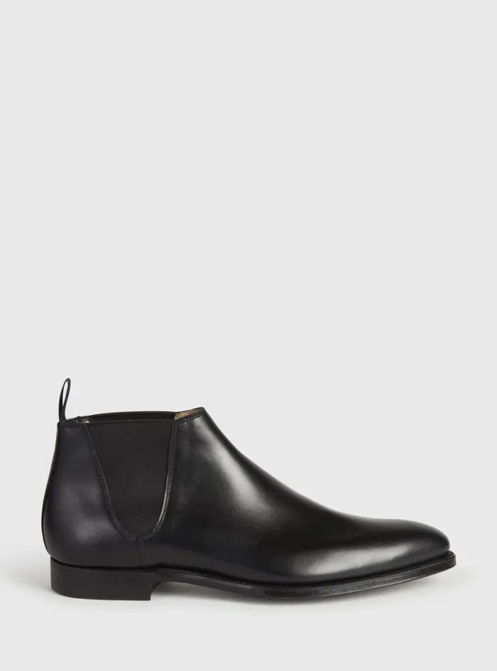 Men Paul Stuart Boots Leather Half Chelsea Boot Black