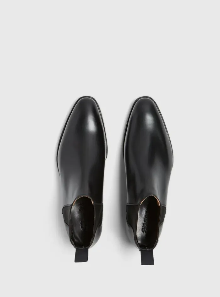 Men Paul Stuart Boots Leather Half Chelsea Boot Black Men Paul Stuart Boots Leather Half Chelsea Boot Black