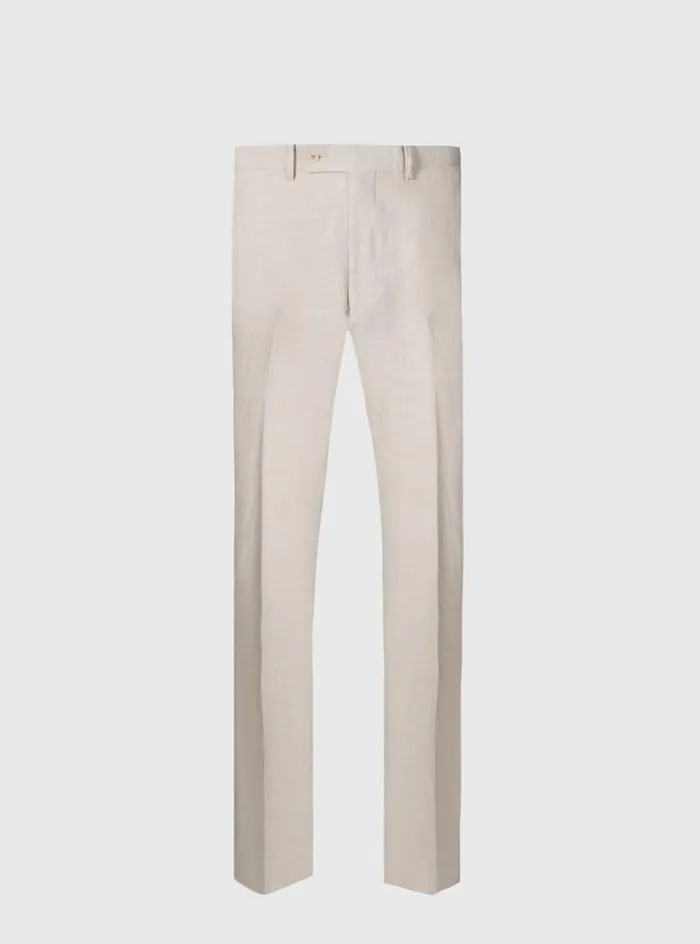 Men Paul Stuart Dress Pants Soft Linen Canvas Dress Trouser Tan