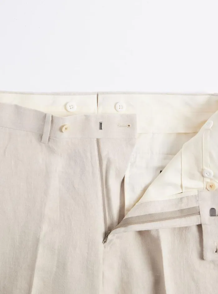 Men Paul Stuart Dress Pants Soft Linen Canvas Dress Trouser Tan