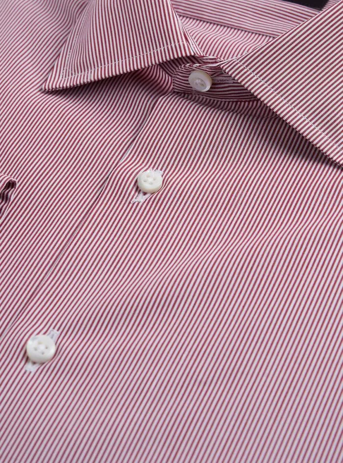 Men Paul Stuart Dress Shirts Fine Stripe Slim Fit Dress Shirt Red