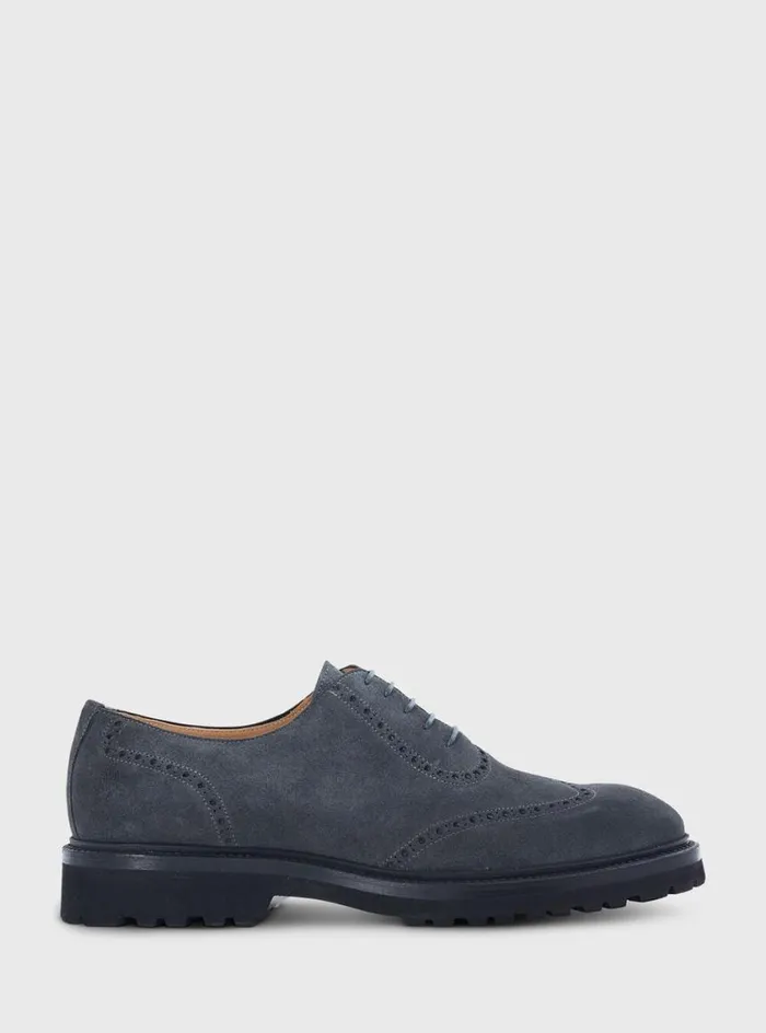 Men Paul Stuart Laceups and Oxfords Homer Suede Wing Tip Oxford Grey