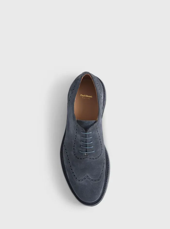 Men Paul Stuart Laceups and Oxfords Homer Suede Wing Tip Oxford Grey