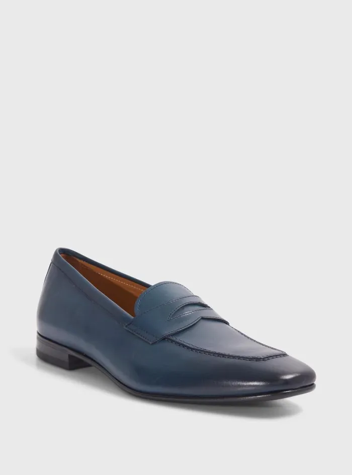 Men Paul Stuart Loafers Penny Leather Loafer Navy Men Paul Stuart Loafers Penny Leather Loafer Navy