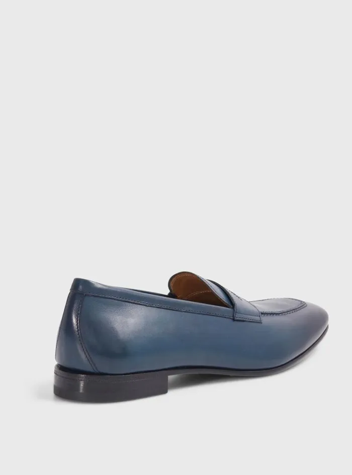 Men Paul Stuart Loafers Penny Leather Loafer Navy Men Paul Stuart Loafers Penny Leather Loafer Navy