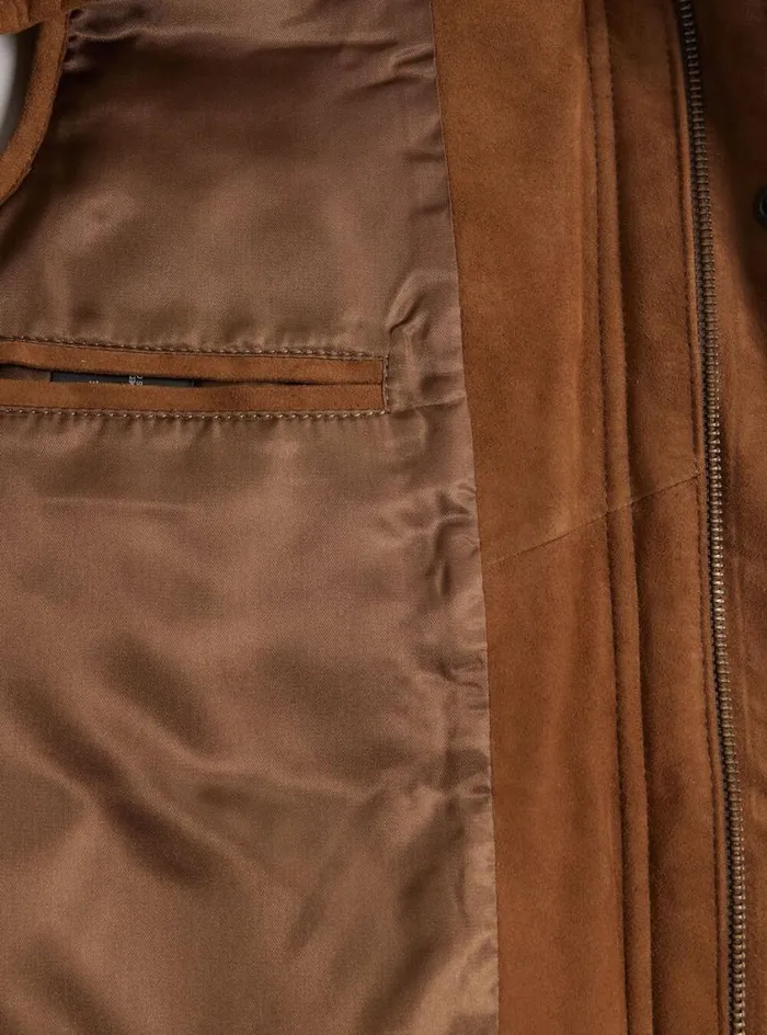 Men Paul Stuart Outerwear Quilted Shearling Vest Tan