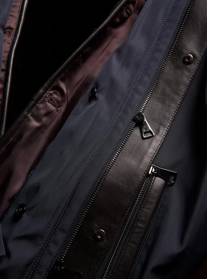 Men Paul Stuart Outerwear Shearling Rain Jacket Navy
