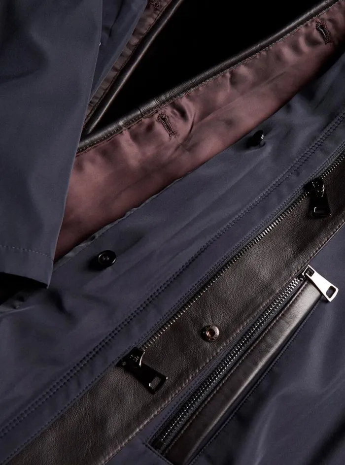 Men Paul Stuart Outerwear Shearling Rain Jacket Navy
