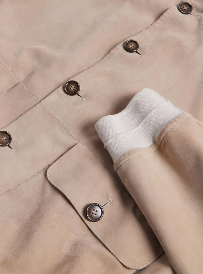 Men Paul Stuart Outerwear Suede Button Front Blouson Jacket Sand Men Paul Stuart Outerwear Suede Button Front Blouson Jacket Sand