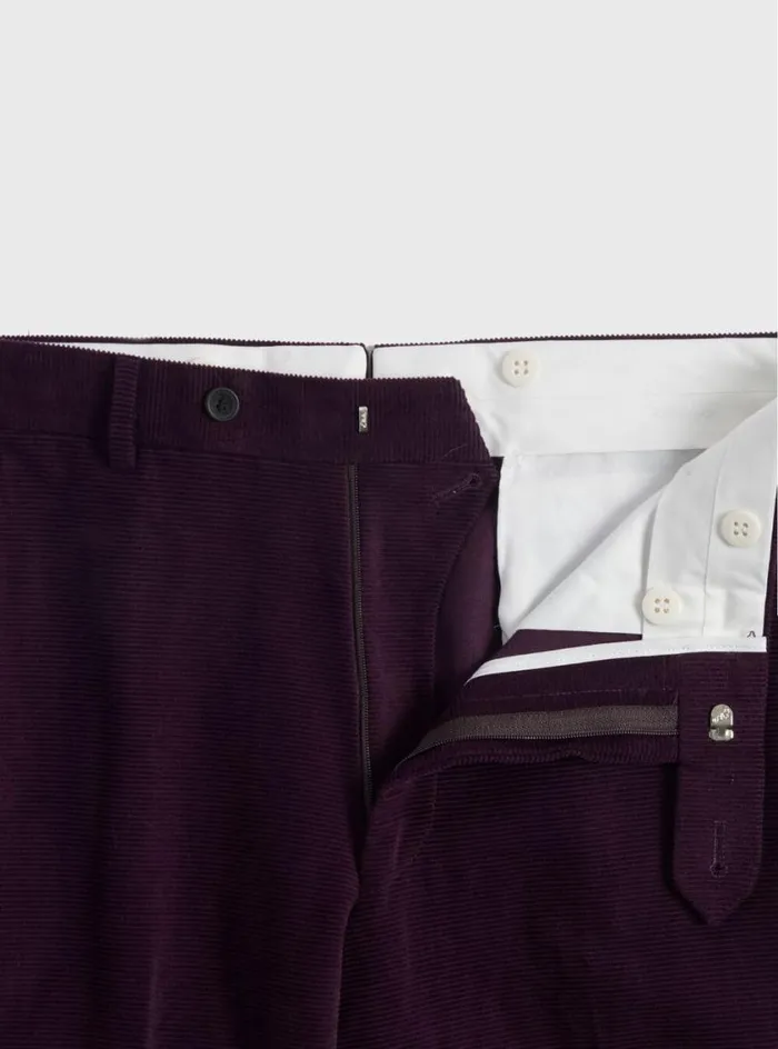 Men Paul Stuart Pants James Horizontal Corduroy Trouser Aubergine