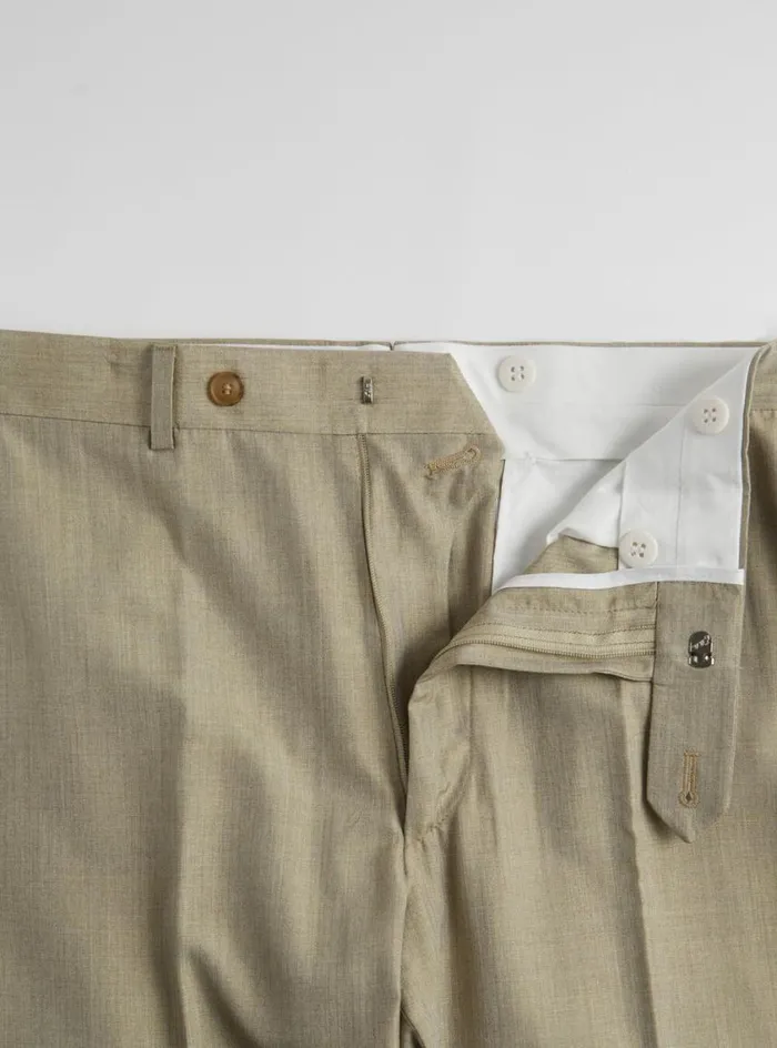 Men Paul Stuart Pants Silk Plain Front Dress Trouser Sage
