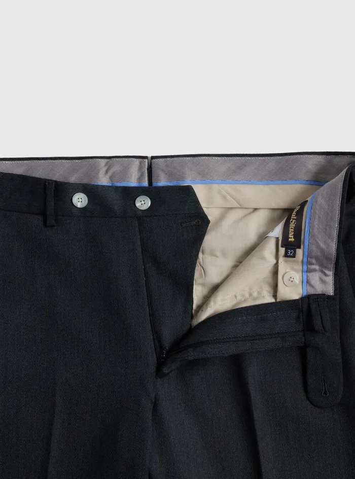 Men Paul Stuart Pants Soft Wool Twill Trouser Charcoal