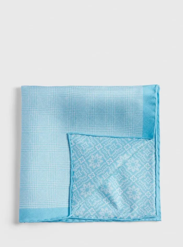 Men Paul Stuart Pocket Squares Reversible Silk Plaid Pocket Square Mint