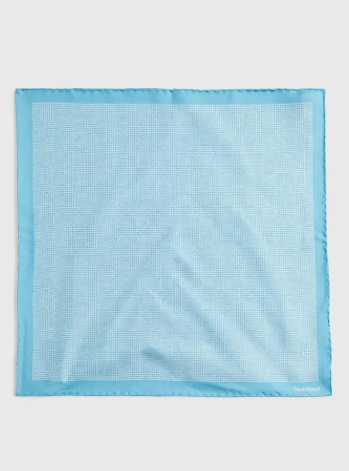 Men Paul Stuart Pocket Squares Reversible Silk Plaid Pocket Square Mint