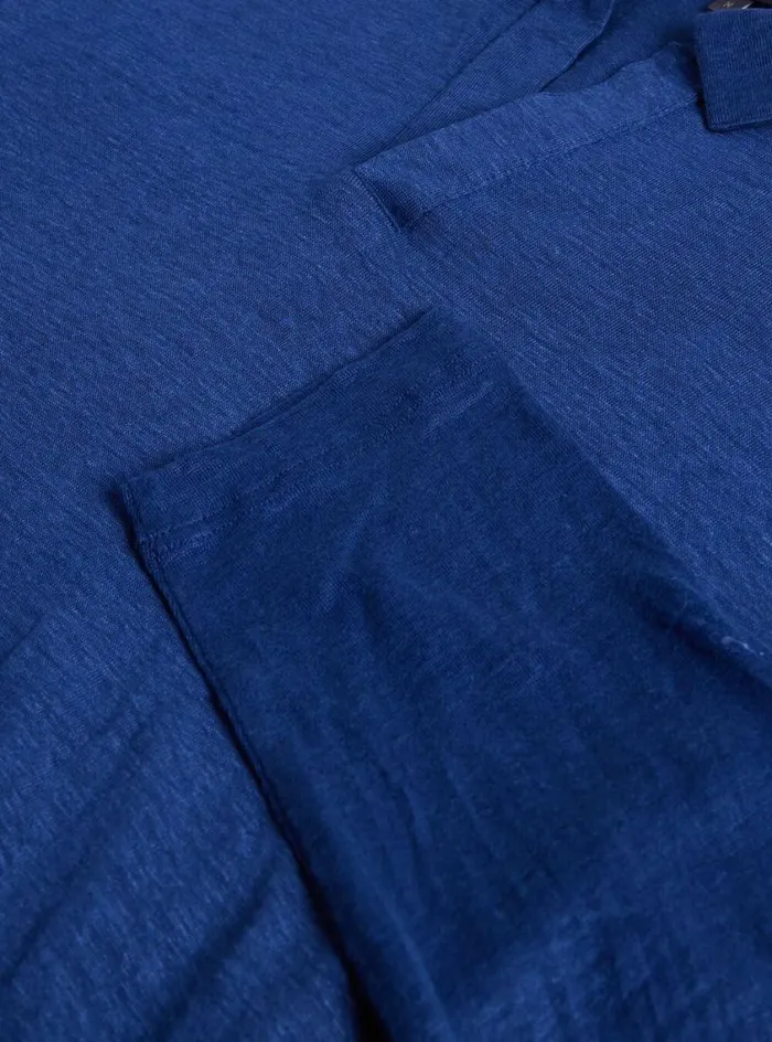 Men Paul Stuart Polos and TShirts Long Sleeve Linen Polo Navy