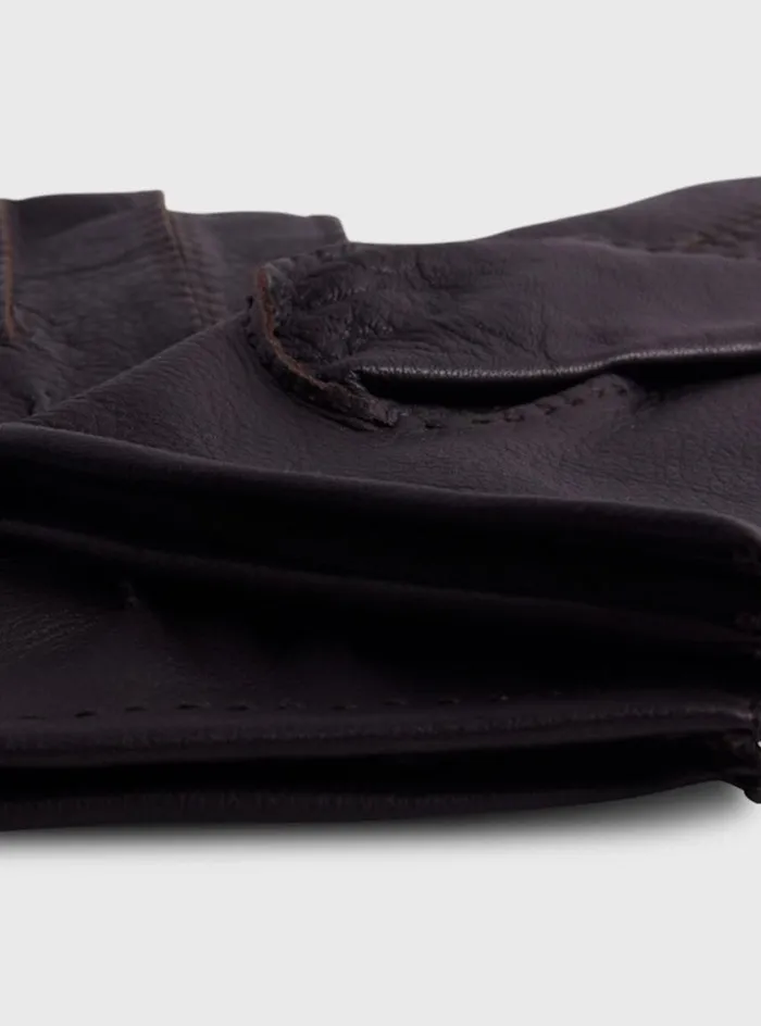 Men Paul Stuart Scarves Hats Gloves Deerskin Glove Dark Brown