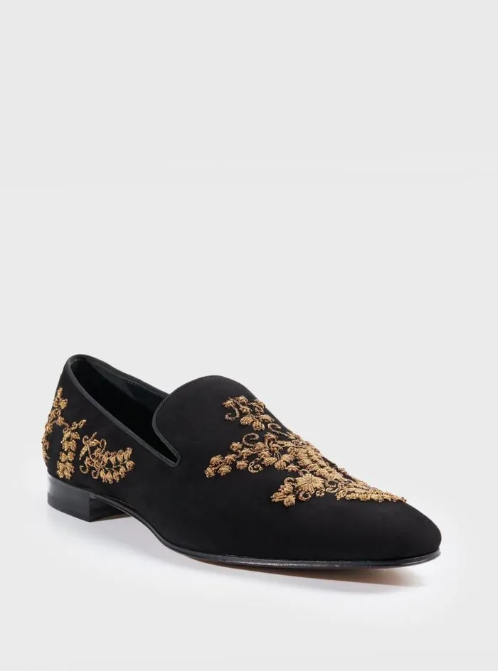 Men Paul Stuart SlipsOns Memphis Embroidered Formal SlipOn Brown