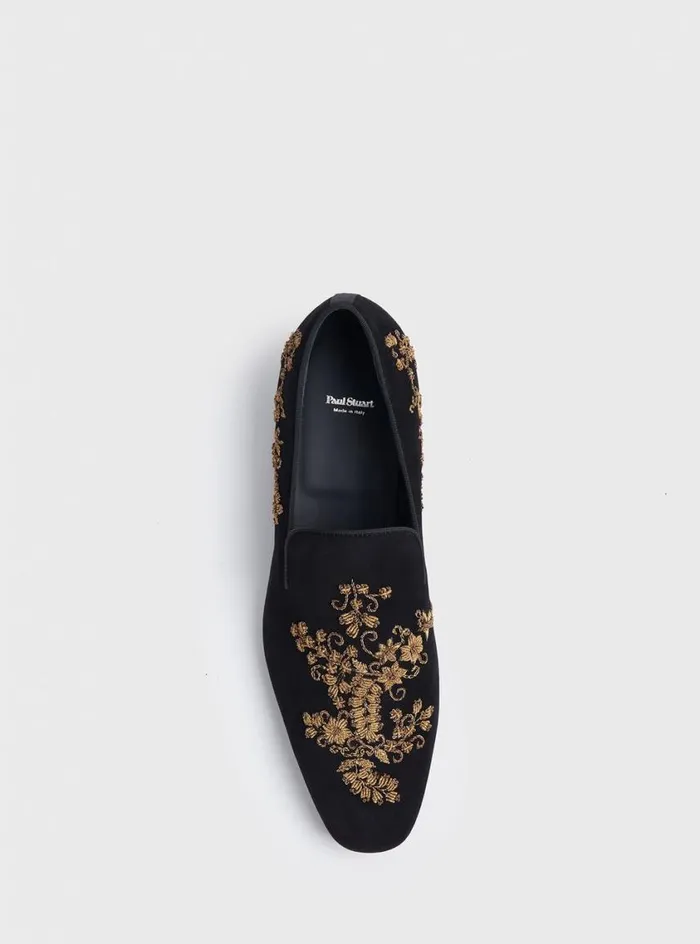 Men Paul Stuart SlipsOns Memphis Embroidered Formal SlipOn Brown