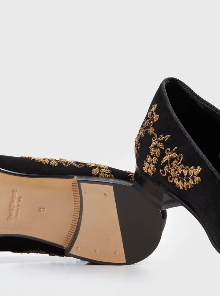 Men Paul Stuart SlipsOns Memphis Embroidered Formal SlipOn Brown