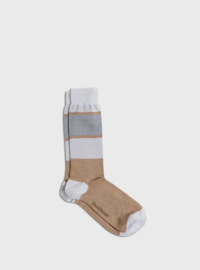 Men Paul Stuart Socks Cotton Colorblock Sock Tan