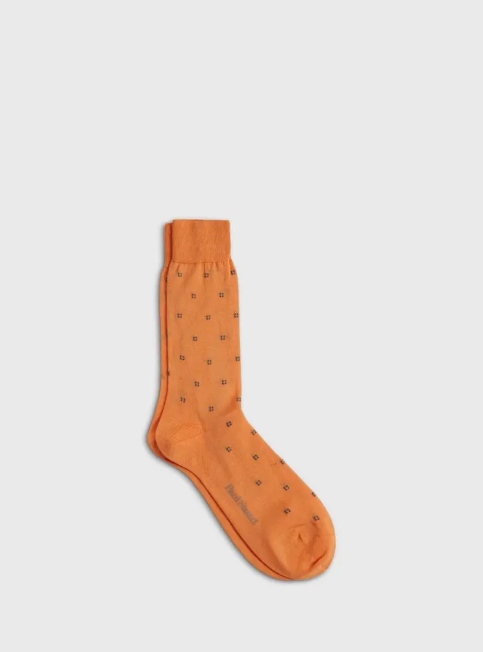 Men Paul Stuart Socks Cotton Deco Motif Sock Orange