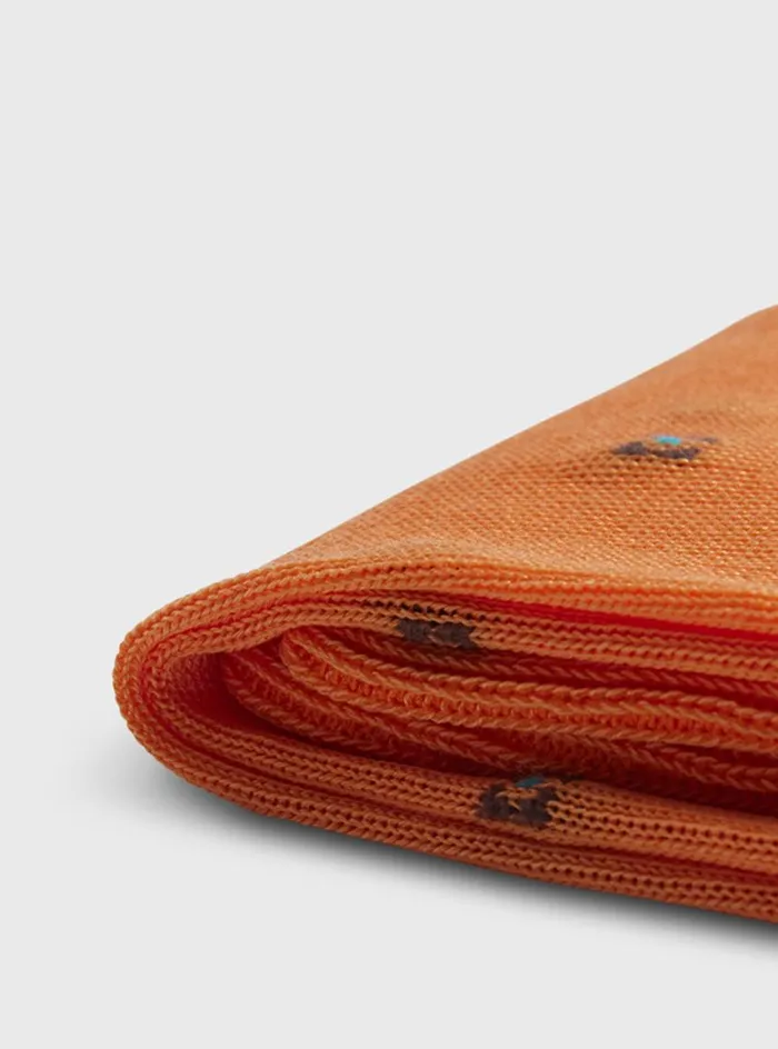 Men Paul Stuart Socks Cotton Deco Motif Sock Orange