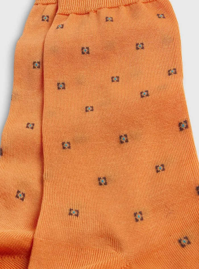 Men Paul Stuart Socks Cotton Deco Motif Sock Orange