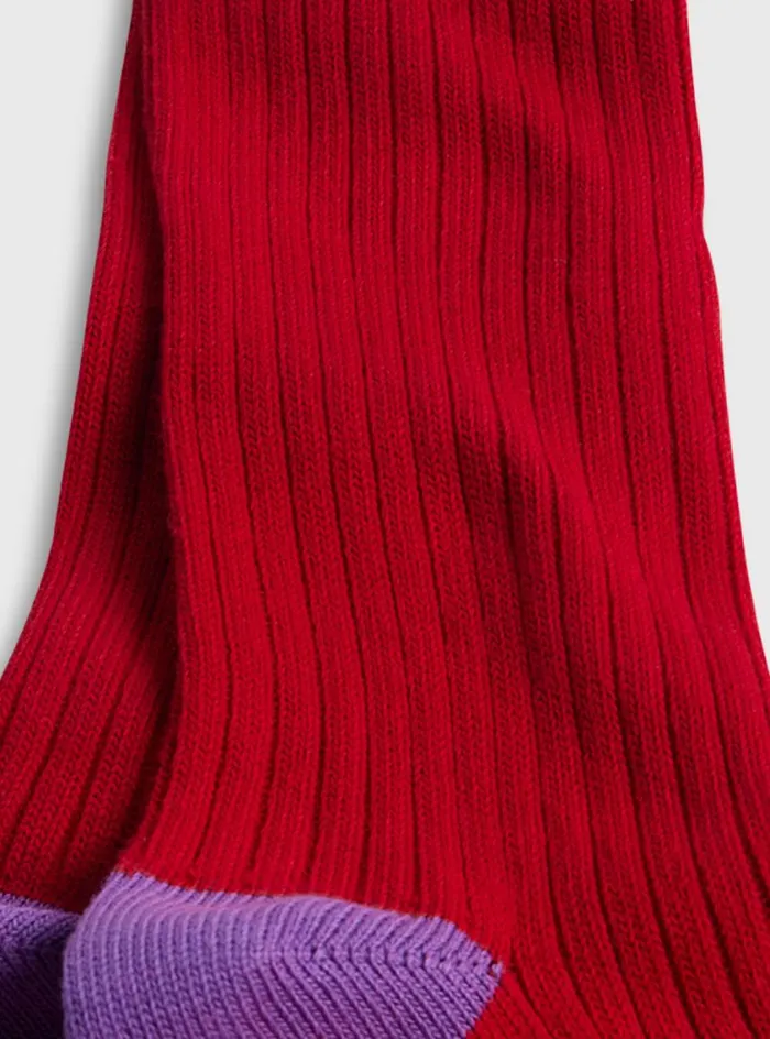 Men Paul Stuart Socks Cotton Ribbed Sport Sock Red
