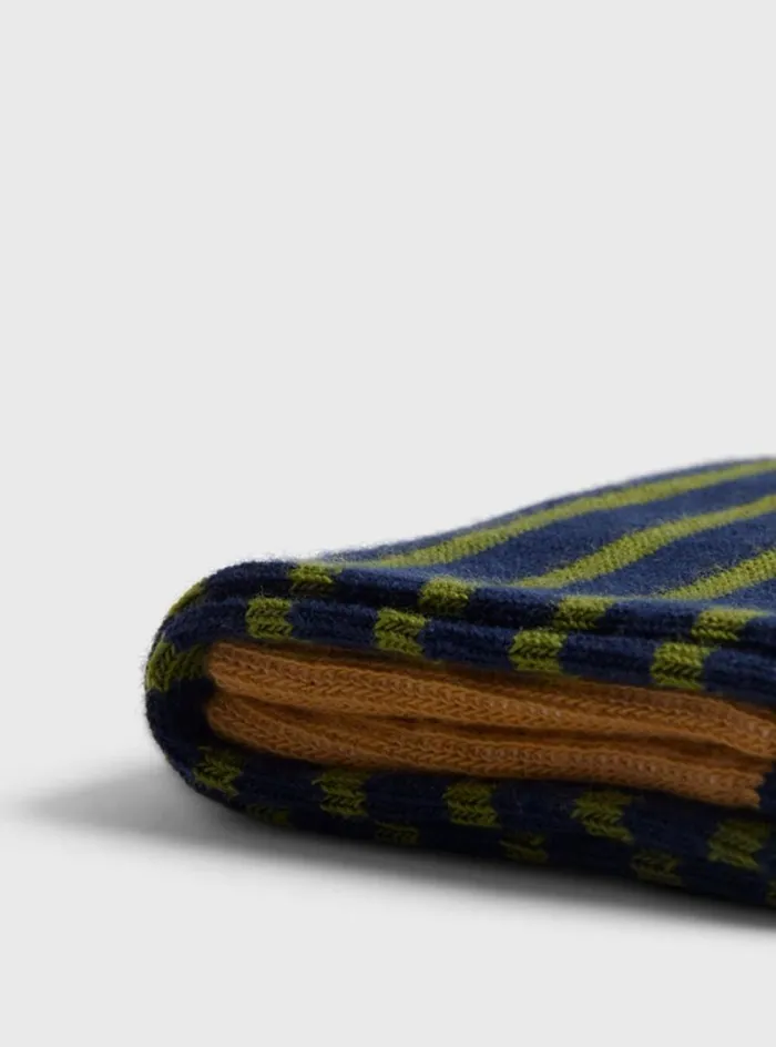 Men Paul Stuart Socks Cotton Stiped Sock Navygreen