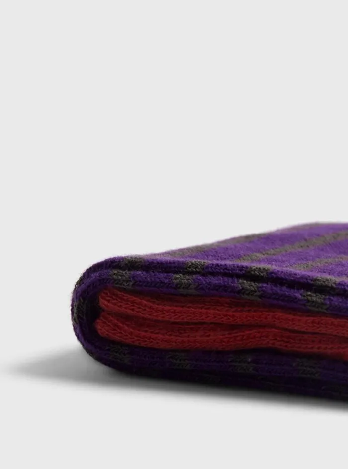 Men Paul Stuart Socks Cotton Stiped Sock Purpleolive