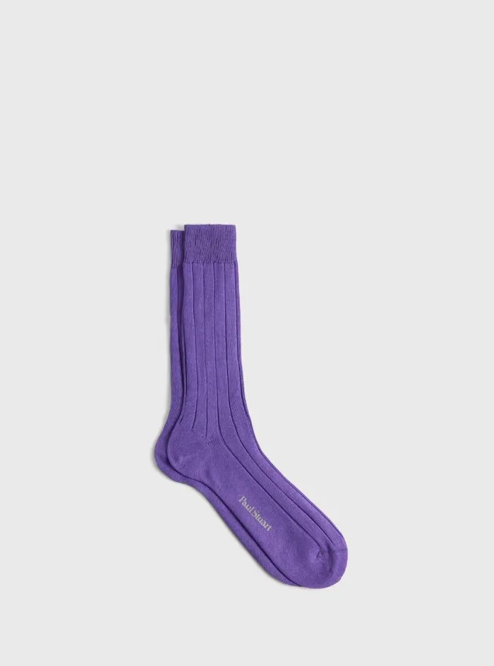 Men Paul Stuart Socks Mercerized Cotton Ribbed Sock Lilac