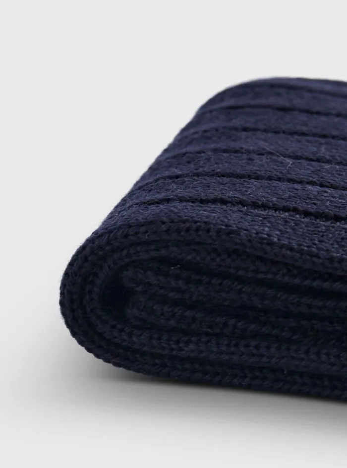 Men Paul Stuart Socks Merino Wool Ribbed Sock Navy