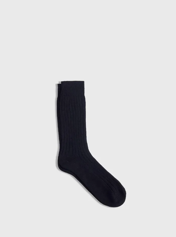 Men Paul Stuart Socks Ribbed Sport Crew Sock Black