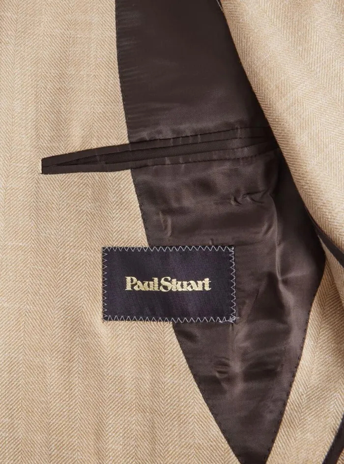 Men Paul Stuart Suits and Tuxedos Herringbone PaulJacket Tan