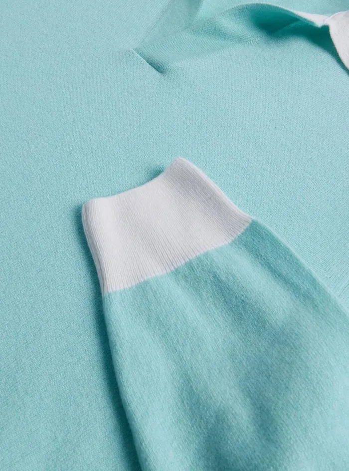 Men Paul Stuart Sweaters Cashmere Open Collar Polo Mint