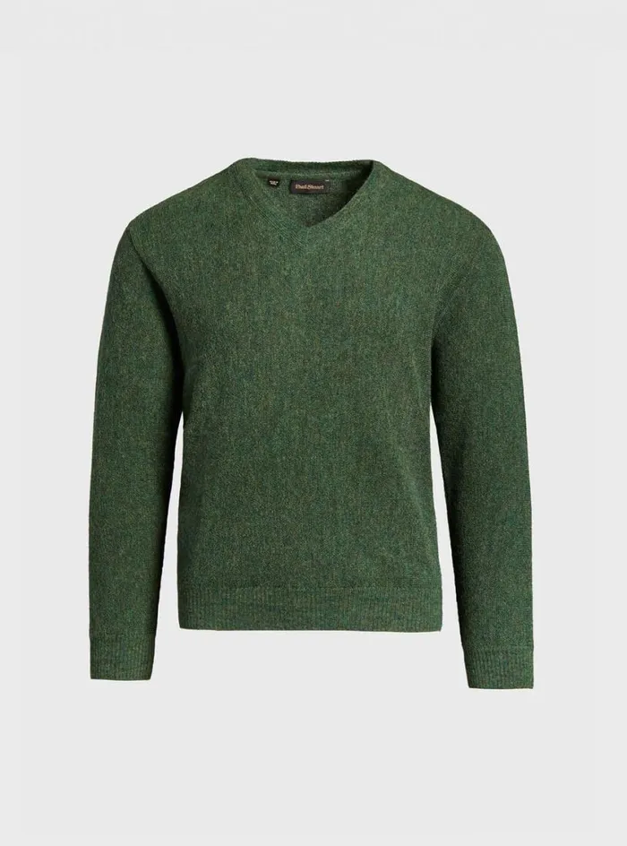Men Paul Stuart Sweaters Classic Alpaca Links VNeck Sweater Green Mix