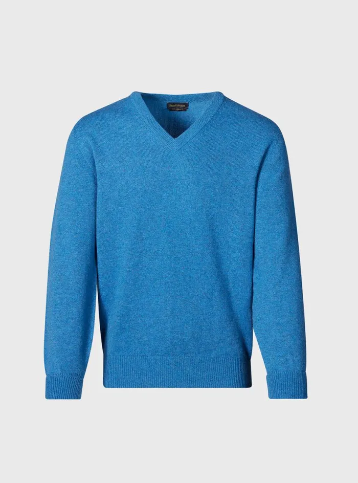 Men Paul Stuart Sweaters Classic Cashmere Double Ply VNeck Sweater Ocean Blue Men Paul Stuart Sweaters Classic Cashmere Double Ply VNeck Sweater Ocean Blue