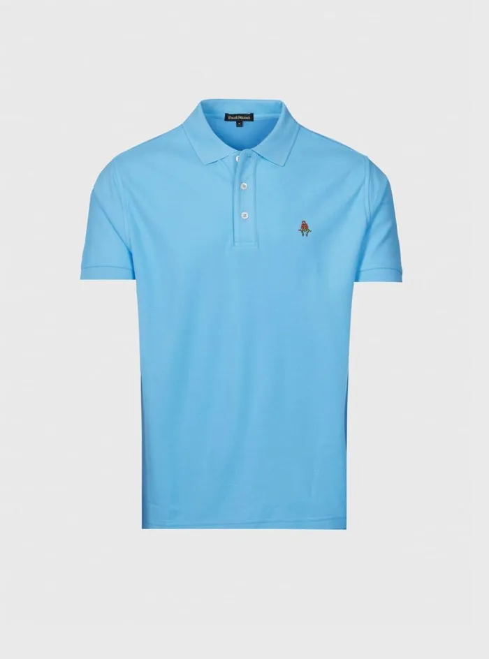 Men Paul Stuart Sweaters Cotton Piqu Logo Polo Light Blue