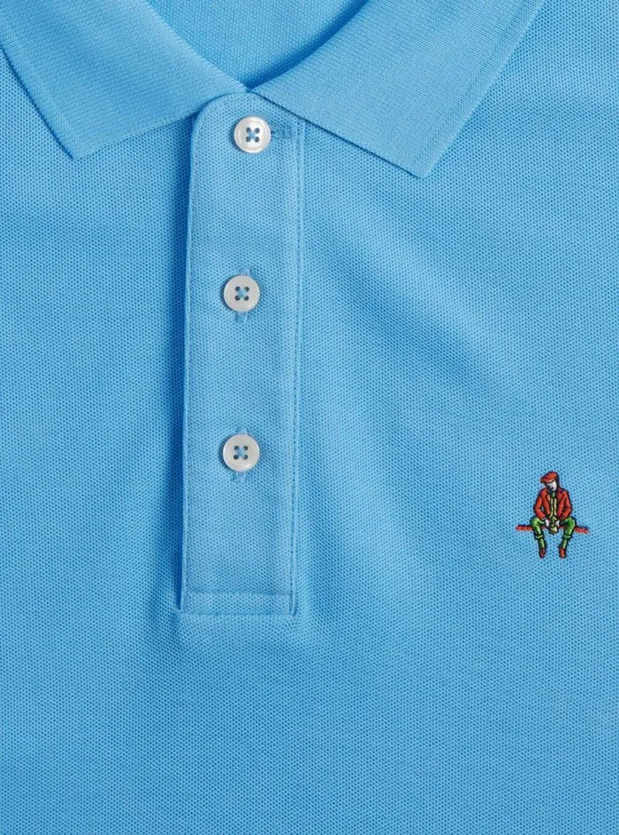 Men Paul Stuart Sweaters Cotton Piqu Logo Polo Light Blue