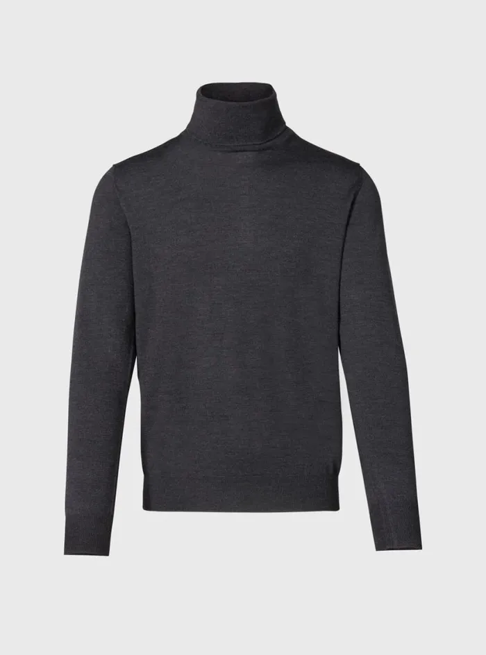 Men Paul Stuart Sweaters Merino Wool Turtleneck Grey