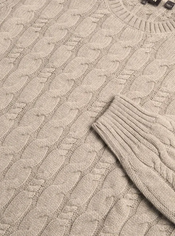 Men Paul Stuart Sweaters Wool Cable Sweater Oatmeal Men Paul Stuart Sweaters Wool Cable Sweater Oatmeal
